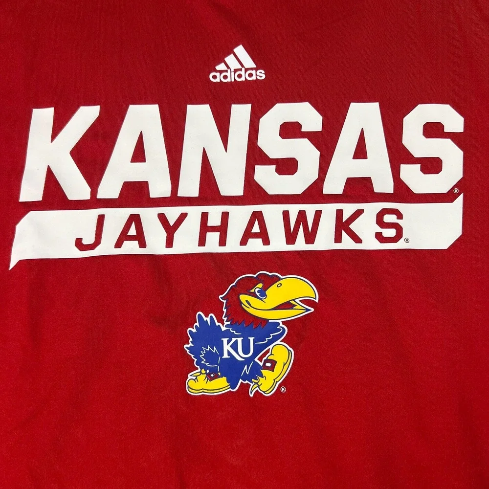 Adidas Performance Mens M Red Kansas‎ Jayhawks Aeroready Training Tee Shirt NWT